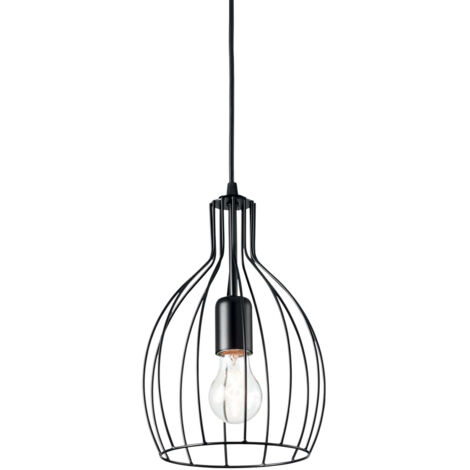 Sospensione Industrial-Minimal Ampolla-2 Metallo Nero 1 Luce E27