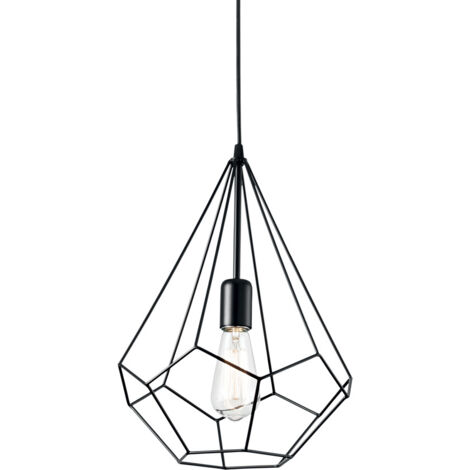Sospensione Industrial-Minimal Ampolla-3 Metallo Nero 1 Luce E27