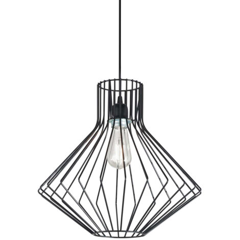 Sospensione Industrial-Minimal Ampolla-4 Metallo Nero 1 Luce E27