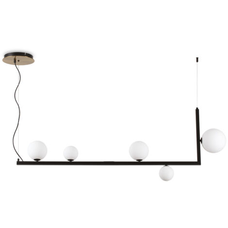 Sospensione Industrial-Minimal Birds Metallo Nero 5 Luci G9 3W 3000K Luce Calda