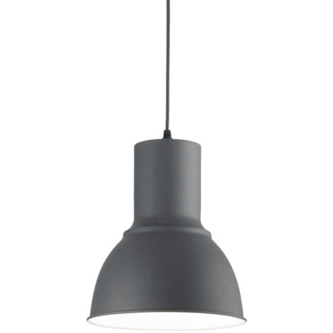 Sospensione Industrial-Minimal Breeze Metallo Grigio 1 Luce E27 D23,5Cm
