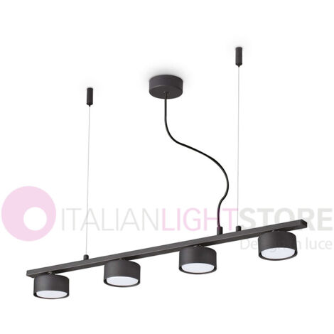 Sospensione Industrial-Minimal Minor Metallo Nero 4 Luci Gx53 9W 3000K