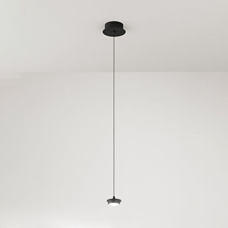 Sospensione Industrial-Minimal-Nordico Hunter Alluminio Nero Vetro Led 5W 3000K