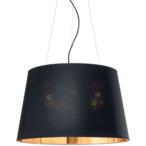 Sospensione Industrial-Minimal Nordik Tessuto Nero 4 Luci E27