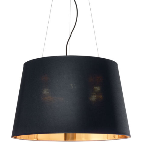 Sospensione Industrial-Minimal Nordik Tessuto Nero 6 Luci E27