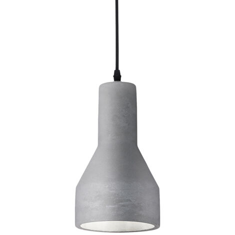 Sospensione Industrial-Minimal Oil-1 Metallo Cemento Grigio 1 Luce E27