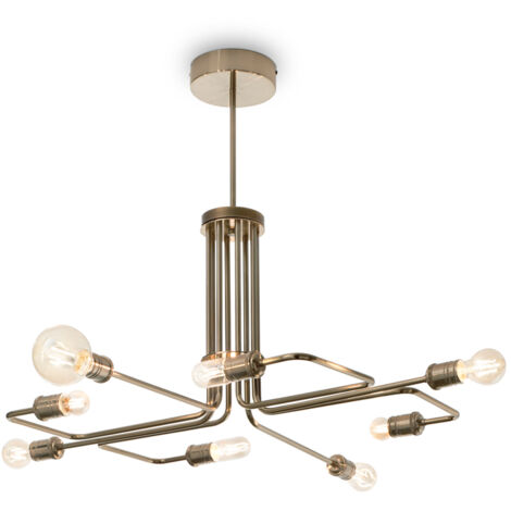 Sospensione Industrial-Minimal Triumph Metallo Ottone 8 Luci E27