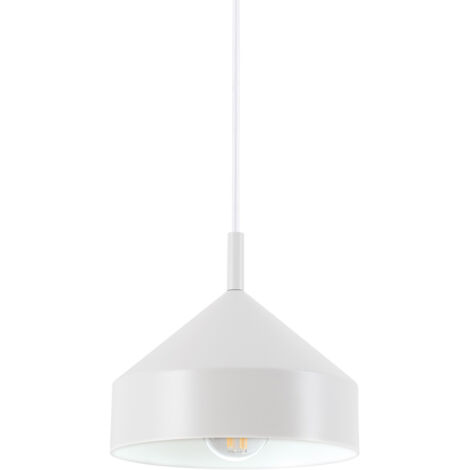 Sospensione Industrial-Minimal Yurta Metallo Bianco 1 Luce E27 D21