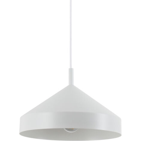 Sospensione Industrial-Minimal Yurta Metallo Bianco 1 Luce E27 D30