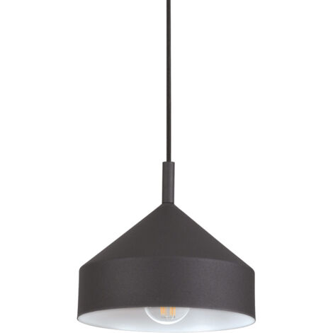 Sospensione Industrial-Minimal Yurta Metallo Nero 1 Luce E27 D21