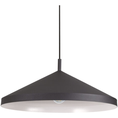 Sospensione Industrial-Minimal Yurta Metallo Nero 1 Luce E27 D50
