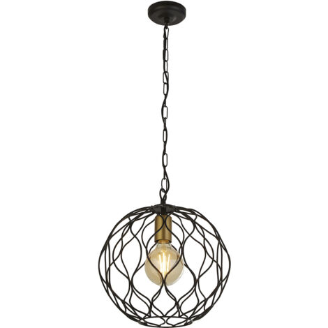 Sospensione Industrial-Nordico Finezza Acciaio Nero Oro 1 Luce E27