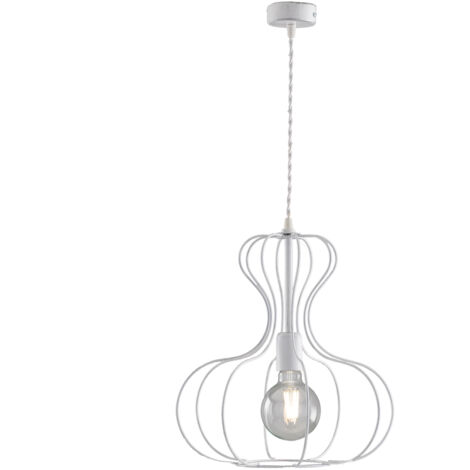 Sospensione Industrial Titty 1 Luce Ferro Laccato Bianco E Argento