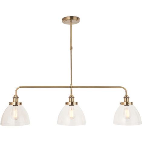 Sospensione industriale ottone anticato vetro 3xE27 Endon
