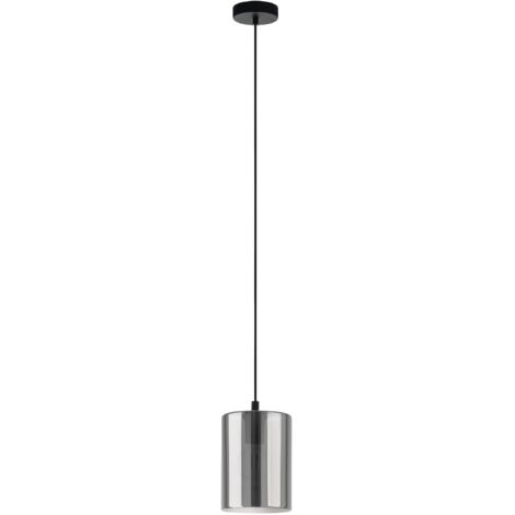 Sospensione Isola Cucina Cadaques in Vetro Cilindro Fumé con 1xE27 Ø16 cm Eglo