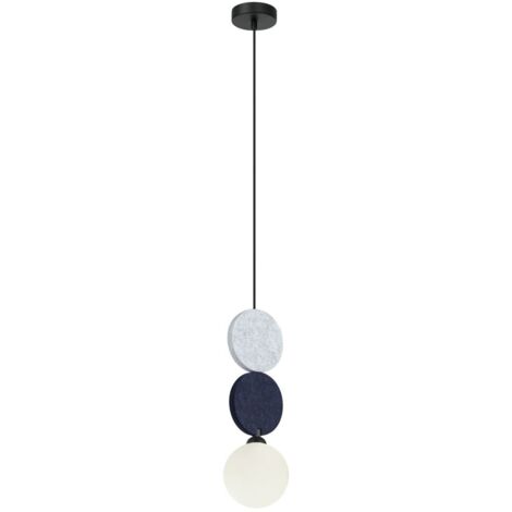 Sospensione Italux Andrea feltri neri sfera bianca G9 25W