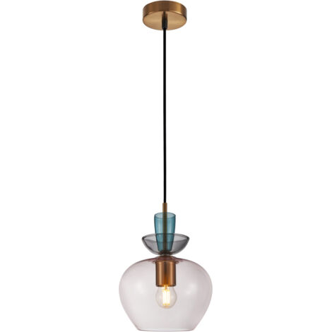 Sospensione Italux Fanda vetro fumé oro E27 40W H100cm