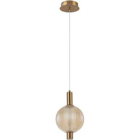 Sospensione Italux Lenti oro ambra rigata Ø15 LED 7W