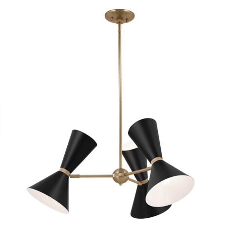Sospensione Kichler Phix oro/nero con 3 paralumi 6xE27