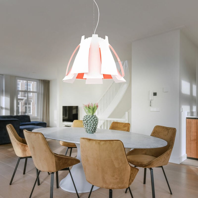 Image of Lampada a sospensione lampada da tavolo da pranzo bianca, lampada da soggiorno, lamina arancione, 1x E27, PxA 55x110 cm Eglo 92844