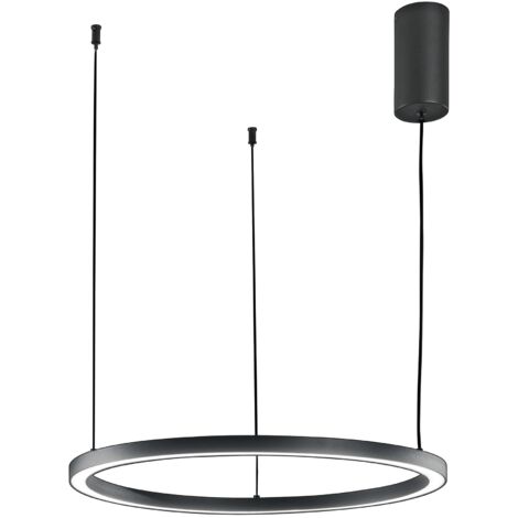 "Sospensione LED HOOP in alluminio nero con funzione CCT 60 cm."