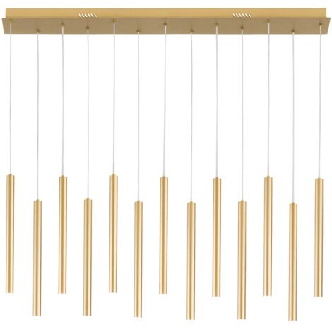 "Sospensione LED PYPE a 13 pendenti in metallo oro 65W con funzione CCT"