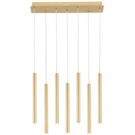 "Sospensione LED PYPE a 7 pendenti in metallo oro 35W con funzione CCT"