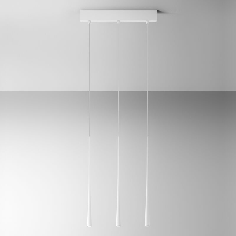 Image of Sospensione Lineare Moderna Dafne Alluminio Bianco Satinato 3 Moduli Led 16,5 w