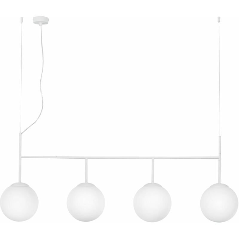 Image of Sospensione lineare baly a quattro luci in metallo bianco - Bianco