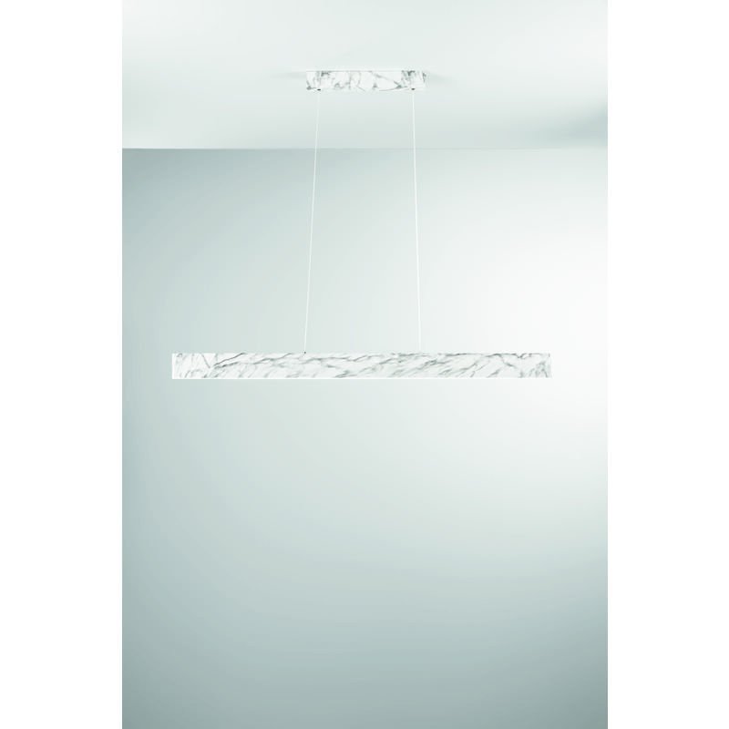 Image of Sospensione lineare led navel in metallo effetto marmo con cct 120 cm. - Marmo