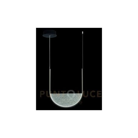 SOSPENSIONE LOTUS NERO CON VETRO FUME' L.53CM A LED 3000K 2488M 34W DIMMERABILE