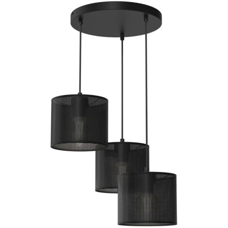 Sospensione Luminex Loft Shade nera 3 luci a rete Ø45