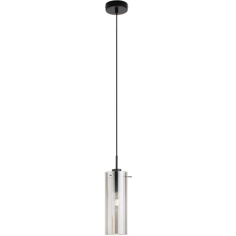 Image of Luce Ambiente E Design - Sospensione magic in metallo nero con diffusore in vetro fumè - Nero