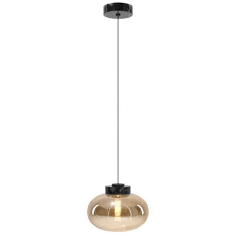 Sospensione Maxlight Moonstone vetro ambra nero Ø45cm E27