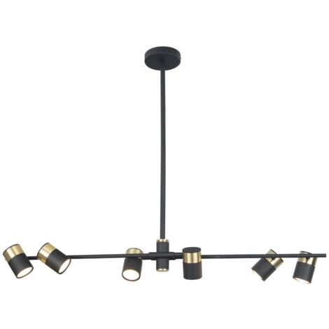 Sospensione Maxlight PUMA nera/oro metallo 6 faretti GU10