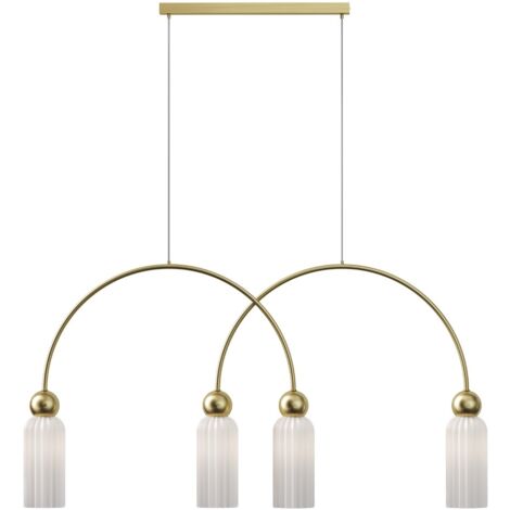 Sospensione Maytoni Antic oro/bianco 4xE14 vetro rigato