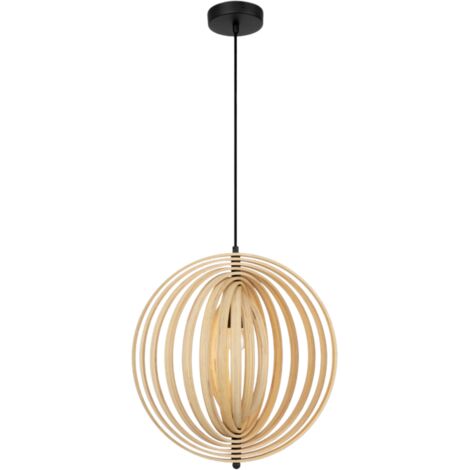 Sospensione Maytoni Roots metallo nera legno Ø43 E27