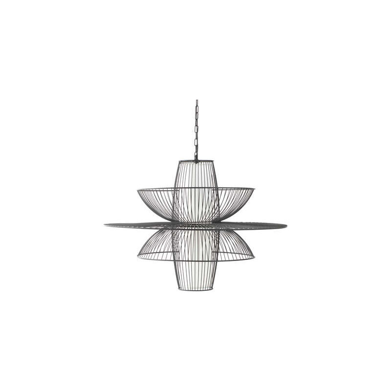Image of Lampada a sospensione a filo aisai in metallo nero d77cm - lampada a sospensione, metallo, nero, presa a muro, attacco e27, 40w, dimensioni 77x58 cm