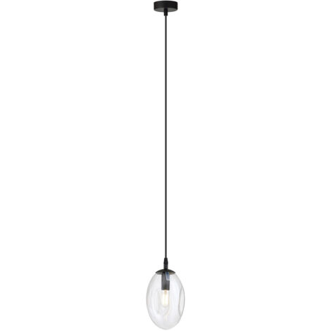 Sospensione Minimal 1 Luce Atalanta Acciaio Nero E Vetro Trasparente