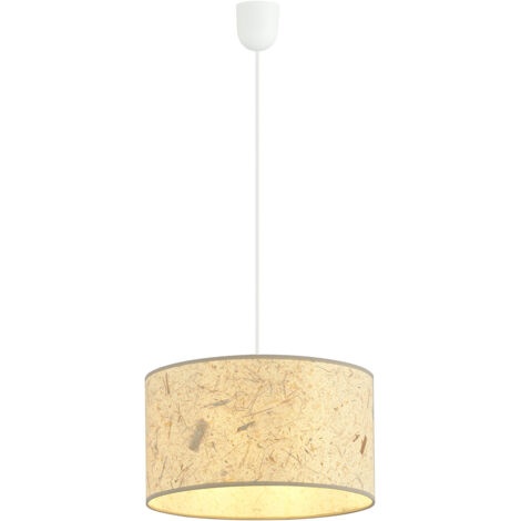 Sospensione Minimal 1 Luce Drago In Acciaio Bianco E Beige Effetto Sughero