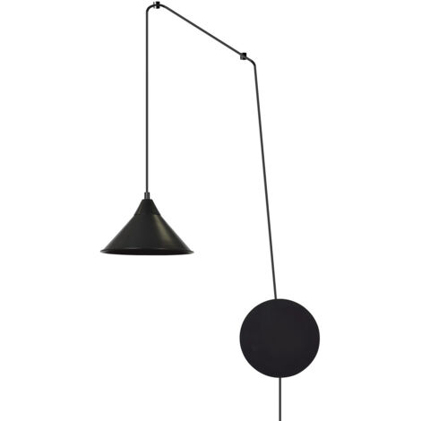 Sospensione Minimal 1 Luce Fujin In Acciao Nero E Paralume A Cono