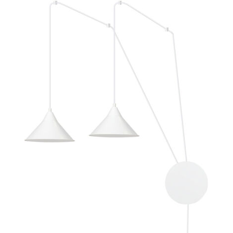 Sospensione Minimal 2 Luci Fujin In Acciao Bianco E Paralume A Cono