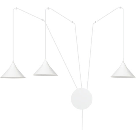 Sospensione Minimal 3 Luci Fujin In Acciao Bianco E Paralume A Cono