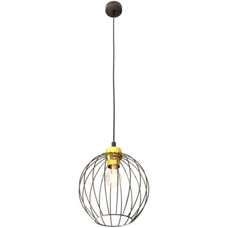 Sospensione Minimal Industrial Hathor 1 Luce Nera E Oro