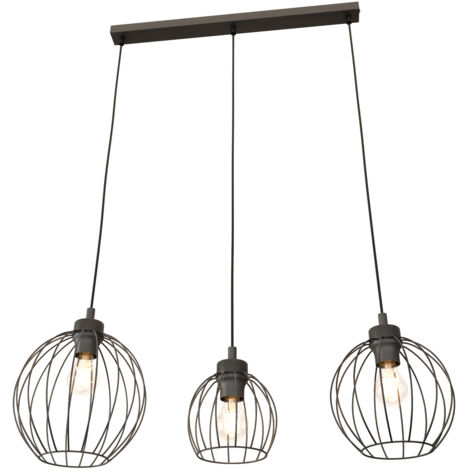 Sospensione Minimal Industrial Hathor 3 Luci Lineari Nera