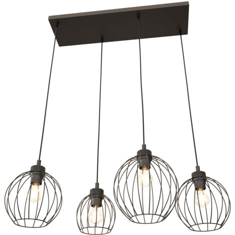 Sospensione Minimal Industrial Hathor 4 Luci Lineari Nera