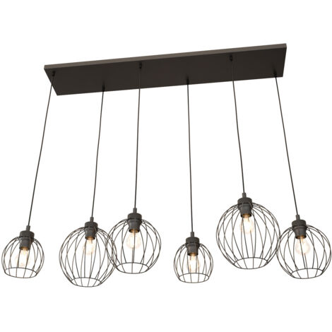 Sospensione Minimal Industrial Hathor 6 Luci Lineari Nera