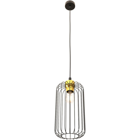 Sospensione Minimal Industrial Minerva 1 Luce Nera E Oro