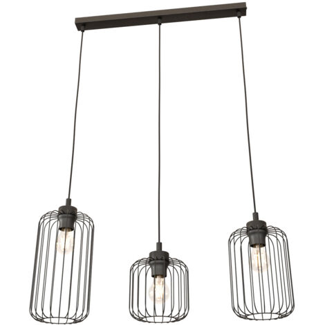 Sospensione Minimal Industrial Minerva 3 Luci Lineari Nera