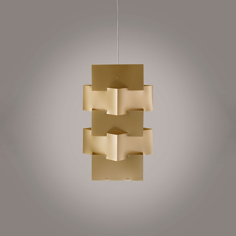 Image of Sospensione Moderna 1 Luce Building In Polilux Oro D60 Made In Italy - Oro